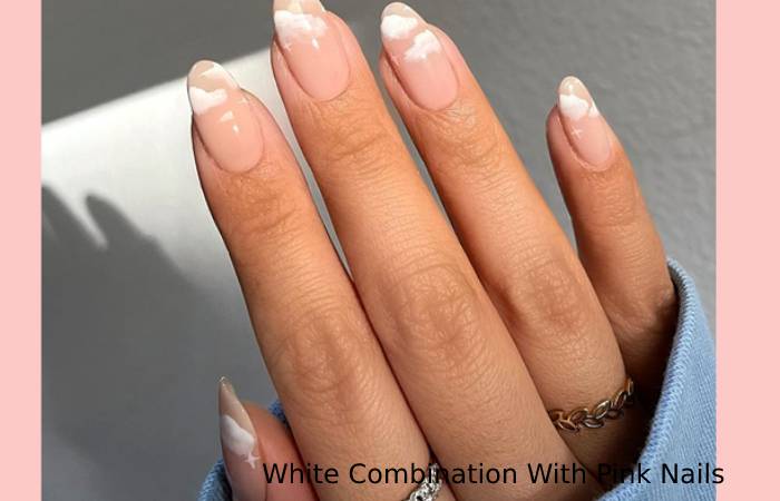 White Combination With Pink Nails