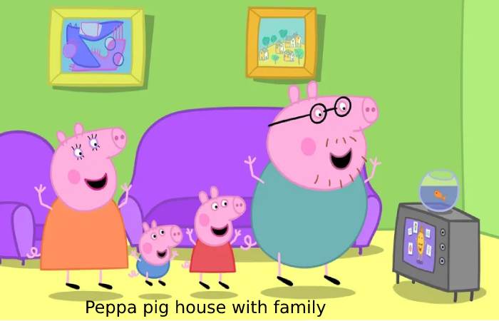 Peppa pig house with family