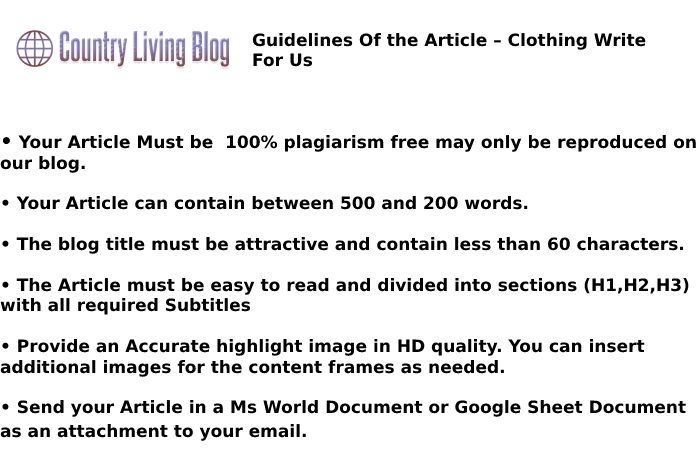 Guidelines of the Article Clothing Write For Us