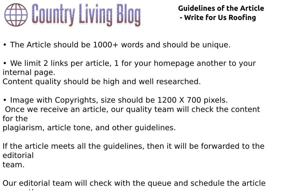 Guidelines of the Article - Write for Us Roofing