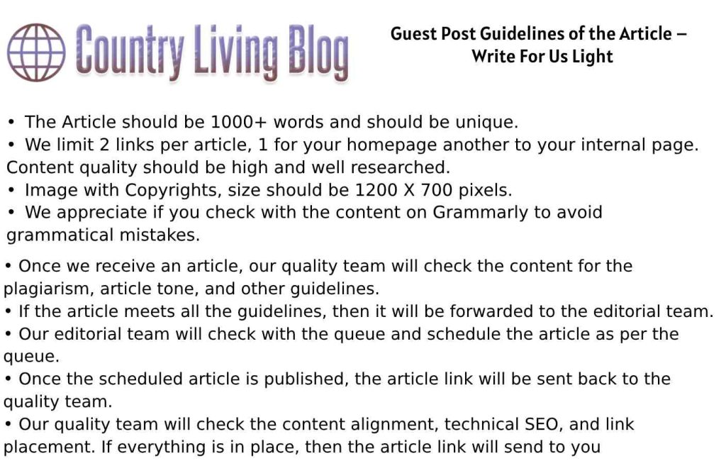 Guidelines of the Article Write For Us Light